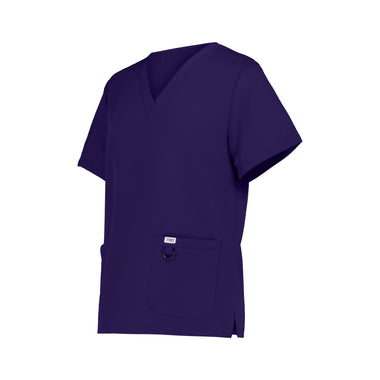 Purple V-Style Neck Women's Medical Scrub Top with Dual Pockets