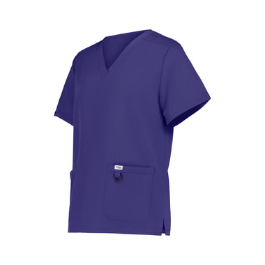 V-Neck Navy Blue Women's Medical Scrub Top with Dual Pockets